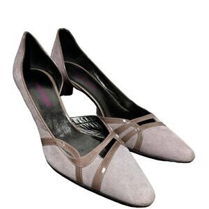 Giorgio Armani Suede D'Orsay Kitten Heel Pumps Pointed Toe Leather Purple 5.5